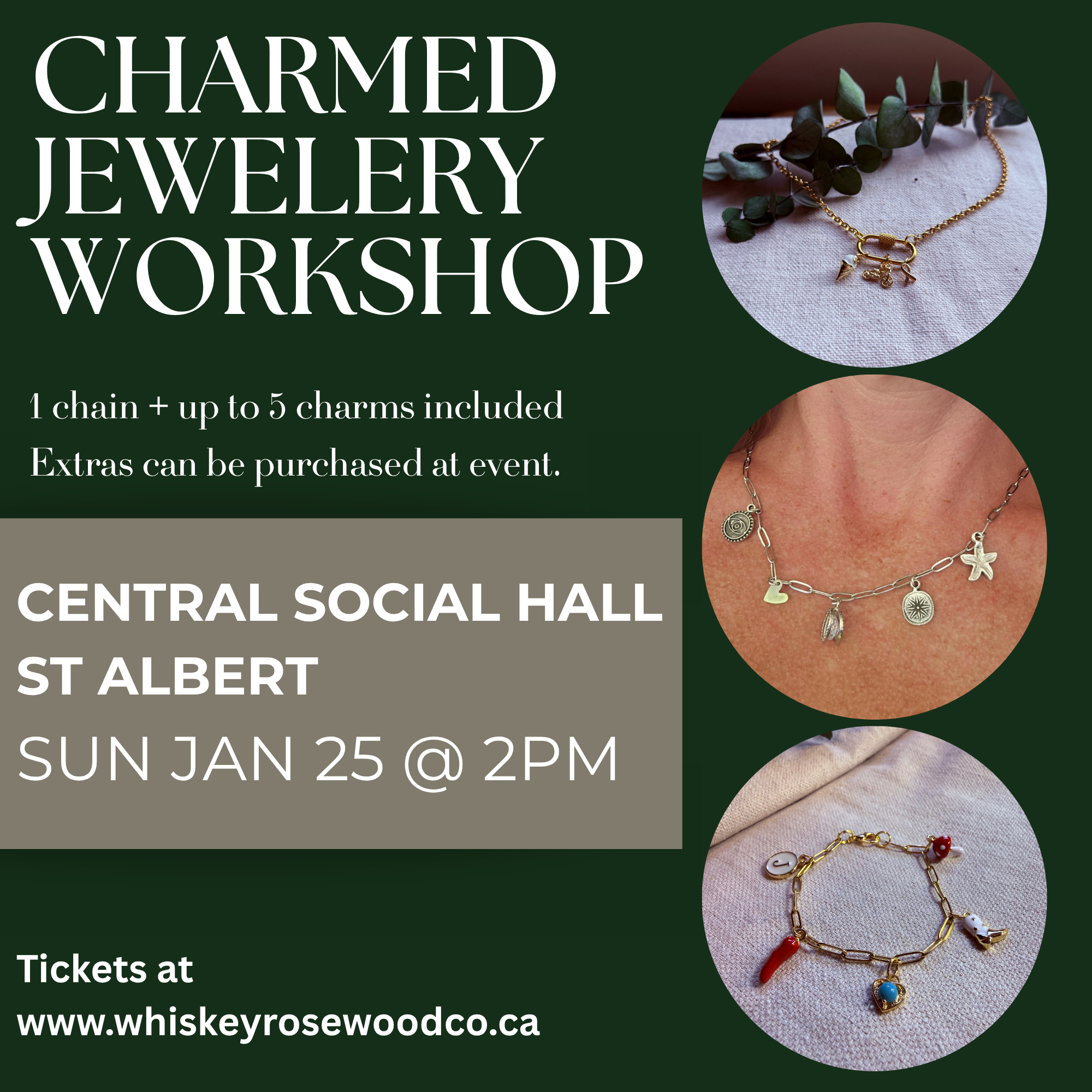 Jan 25 @ 2pm Charmed Jewelry Workshop Central Social Hall St Albert